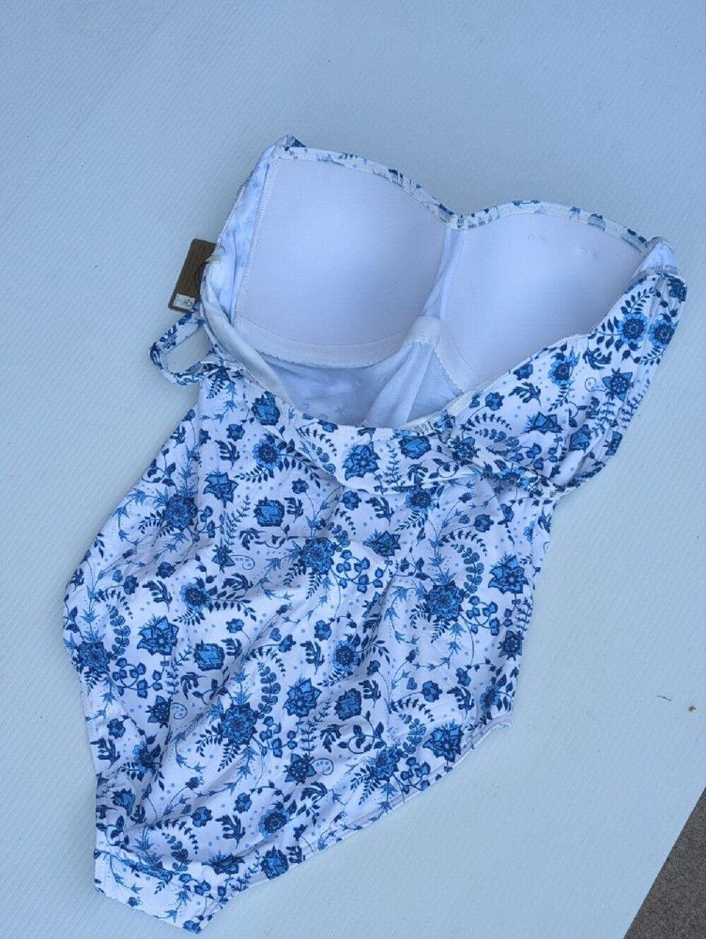 Nautuck Women's Swim White & Blue Floral One-Piece Swimsuit, Size 12 - Picture 5 of 11
